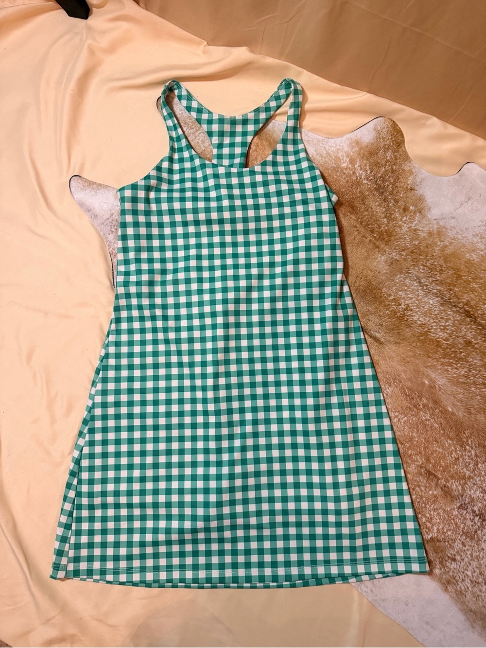 J. Crew Green and White Gingham Racerback  Mini skort Dress